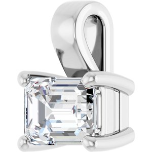 18K White Gold 7x5 mm Emerald Charm/Pendant Mounting – image 3