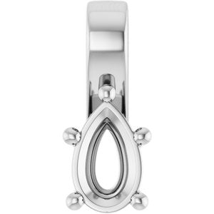 14K X1 White Gold 8x5 mm Pear Charm/Pendant Mounting – image 2