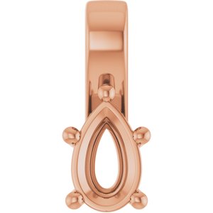 14K Rose Gold 8x5 mm Pear Charm/Pendant Mounting – image 2