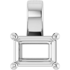 18K White Gold 7x5 mm Emerald Charm/Pendant Mounting – image 2