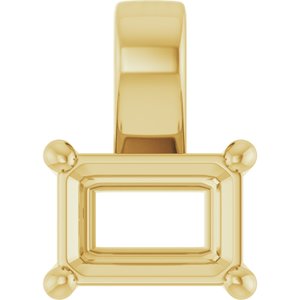 18K Yellow Gold 7x5 mm Emerald Charm/Pendant Mounting – image 2