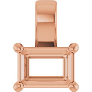 10K Rose Gold 7x5 mm Emerald Charm/Pendant Mounting – image 2