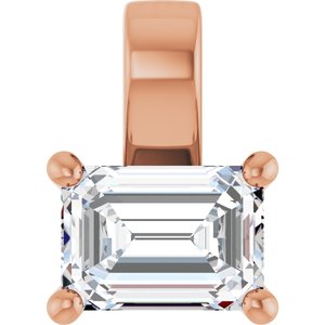 18K Rose Gold 7x5 mm Emerald Charm/Pendant Mounting