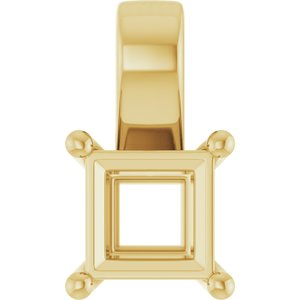 14K Yellow Gold 5.5 mm Square Charm/Pendant Mounting – image 2