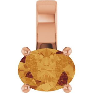 14K Rose Gold Natural Citrine Charm/Pendant