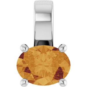 14K White Gold Natural Citrine Charm/Pendant