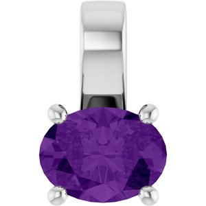 14K White Gold Natural Amethyst Charm/Pendant