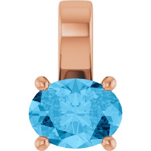 14K Rose Gold Natural Swiss Blue Topaz Charm/Pendant