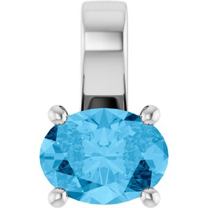 Sterling Silver Natural Swiss Blue Topaz Charm/Pendant