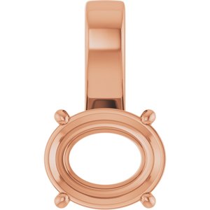 10K Rose Gold 12x10 mm Oval Charm/Pendant Mounting – image 2