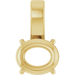 14K Yellow Gold 12x10 mm Oval Charm/Pendant Mounting – image 2