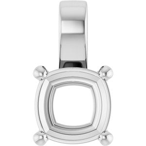 Platinum 9 mm Cushion Charm/Pendant Mounting – image 2
