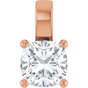 10K Rose Gold 9 mm Cushion Charm/Pendant Mounting