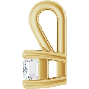 18K Yellow Gold 5x3 mm Emerald Charm/Pendant Mounting – image 5