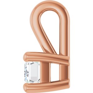 14K Rose Gold 5x3 mm Emerald Charm/Pendant Mounting – image 5