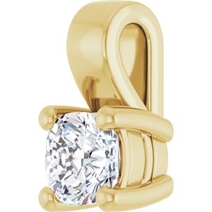 18K Yellow Gold 4 mm Cushion Charm/Pendant Mounting – image 3