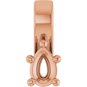18K Rose Gold 4.5x3 mm Pear Charm/Pendant Mounting – image 2