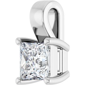 18K White Gold 5 mm Square Charm/Pendant Mounting – image 3
