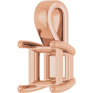 18K Rose Gold 6.5 mm Square Charm/Pendant Mounting – image 4