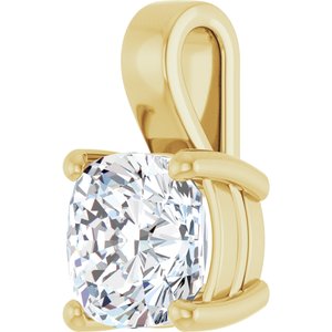 10K Yellow Gold 9 mm Cushion Charm/Pendant Mounting – image 3
