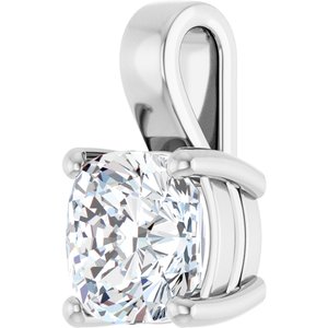 14K White Gold 9 mm Cushion Charm/Pendant Mounting – image 3