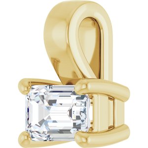 18K Yellow Gold 4.5x3 mm Emerald Charm/Pendant Mounting – image 3