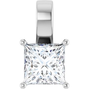 14K X1 White Gold 8 mm Square Charm/Pendant Mounting