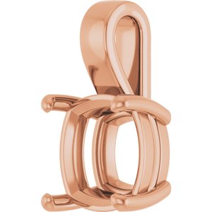 10K Rose Gold 12 mm Cushion Charm/Pendant Mounting – image 4