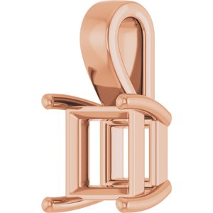 14K Rose Gold 8 mm Square Charm/Pendant Mounting – image 4