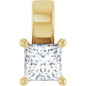 18K Yellow Gold 4 mm Square Charm/Pendant Mounting