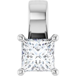 14K White Gold 4 mm Square Charm/Pendant Mounting