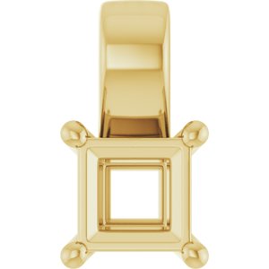 14K Yellow Gold 4 mm Square Charm/Pendant Mounting – image 2
