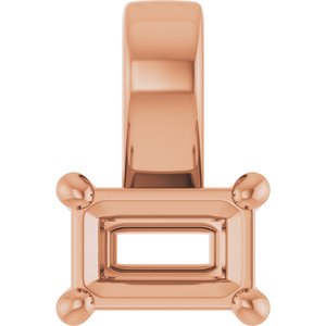 18K Rose Gold 4.5x3 mm Emerald Charm/Pendant Mounting – image 2