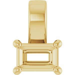 18K Yellow Gold 4.5x3 mm Emerald Charm/Pendant Mounting – image 2