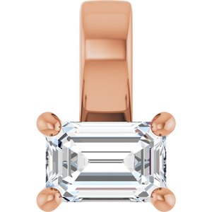 18K Rose Gold 4.5x3 mm Emerald Charm/Pendant Mounting