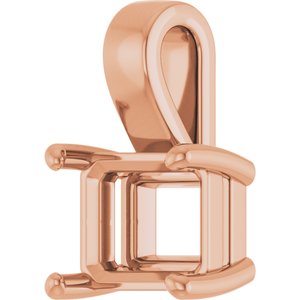 18K Rose Gold 9x7 mm Emerald Charm/Pendant Mounting – image 4