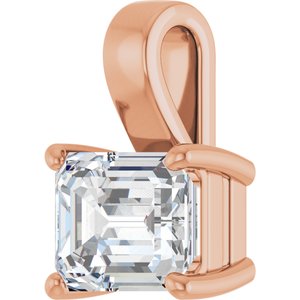 18K Rose Gold 9x7 mm Emerald Charm/Pendant Mounting – image 3