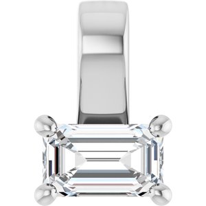 18K White Gold 5x3 mm Emerald Charm/Pendant Mounting