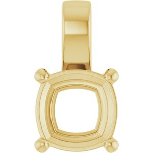 10K Yellow Gold 10 mm Cushion Charm/Pendant Mounting – image 2