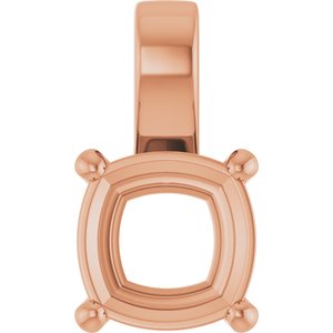 10K Rose Gold 10 mm Cushion Charm/Pendant Mounting – image 2