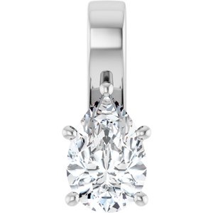 14K White Gold 12x8 mm Pear Charm/Pendant Mounting