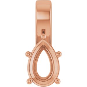 14K Rose Gold 12x8 mm Pear Charm/Pendant Mounting – image 2