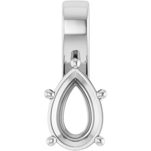 Platinum 12x8 mm Pear Charm/Pendant Mounting – image 2