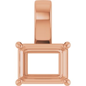 10K Rose Gold 10x8 mm Emerald Charm/Pendant Mounting – image 2