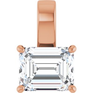 14K Rose Gold 10x8 mm Emerald Charm/Pendant Mounting