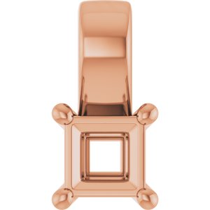 14K Rose Gold 3.25 mm Square Charm/Pendant Mounting – image 2