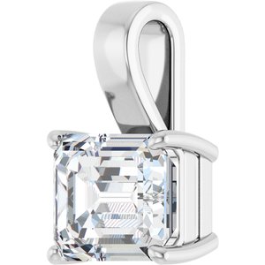 10K White Gold 12x10 mm Emerald Charm/Pendant Mounting – image 3
