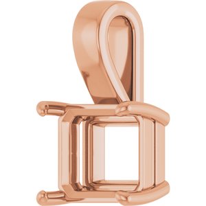 18K Rose Gold 12x10 mm Emerald Charm/Pendant Mounting – image 4