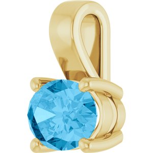 14K Yellow Gold Natural Swiss Blue Topaz Charm/Pendant – image 2
