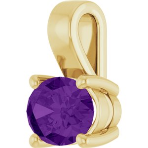 14K Yellow Gold Natural Amethyst Charm/Pendant – image 2